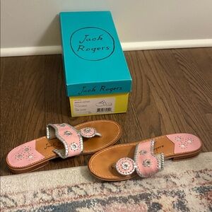Jack Rogers Pink and Silver Sandals. Sz 8